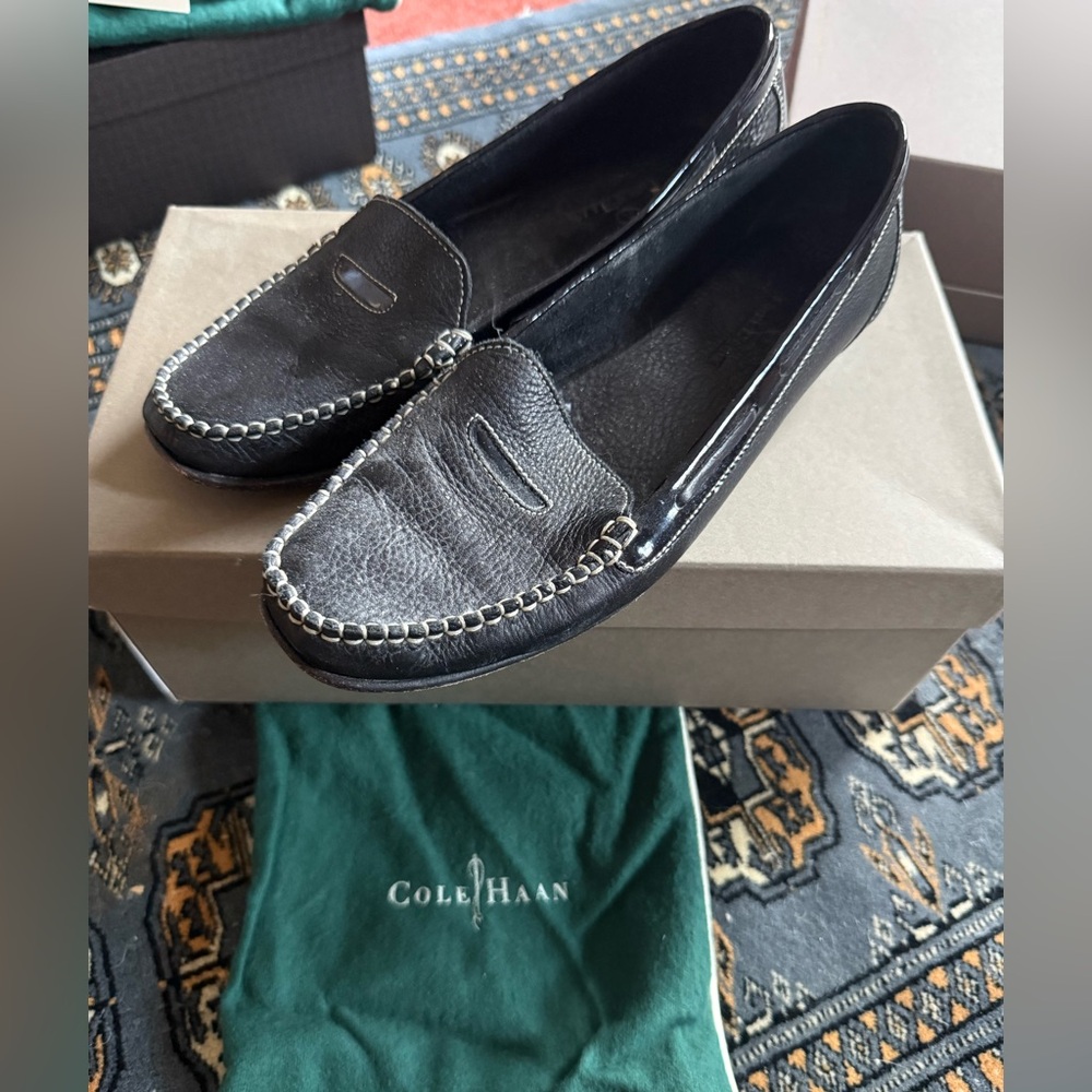 Cole Haan Black Calf Leather Loafers size 7